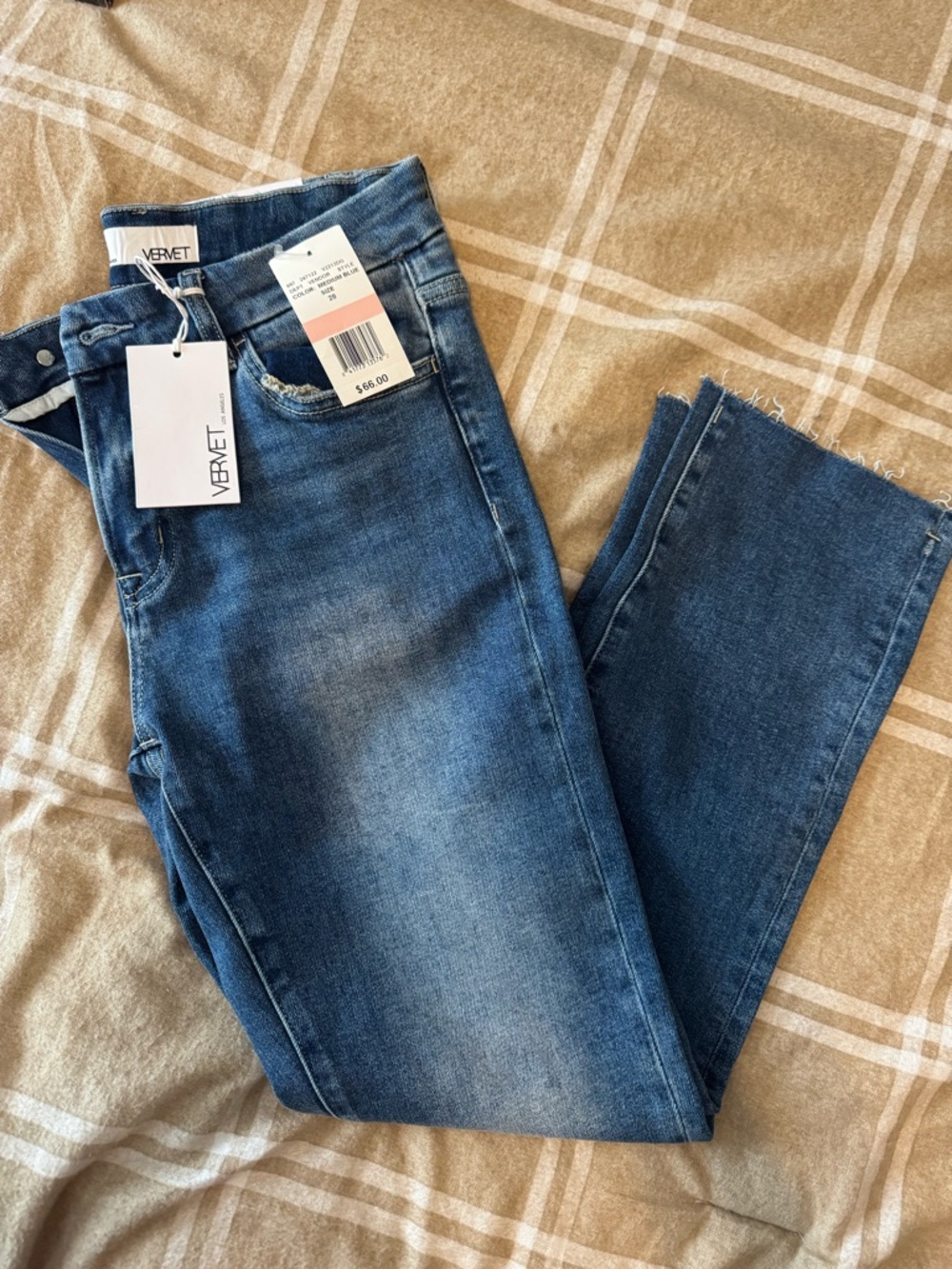 VERVET High-Rise Ankle Skinny Jeans in Mid Blue